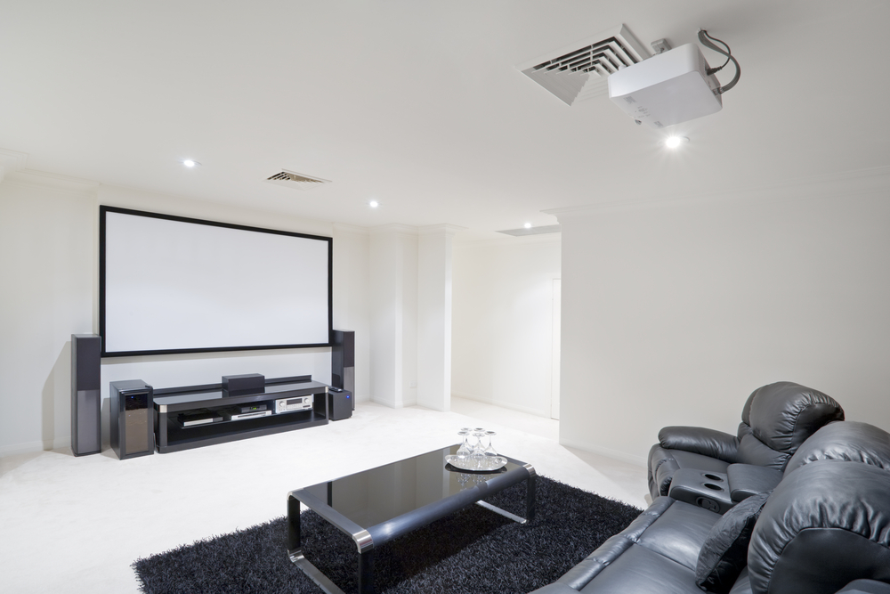 Modern Home Theatre Room with leather recliner chairs Los Angeles- Onboard IT Tech