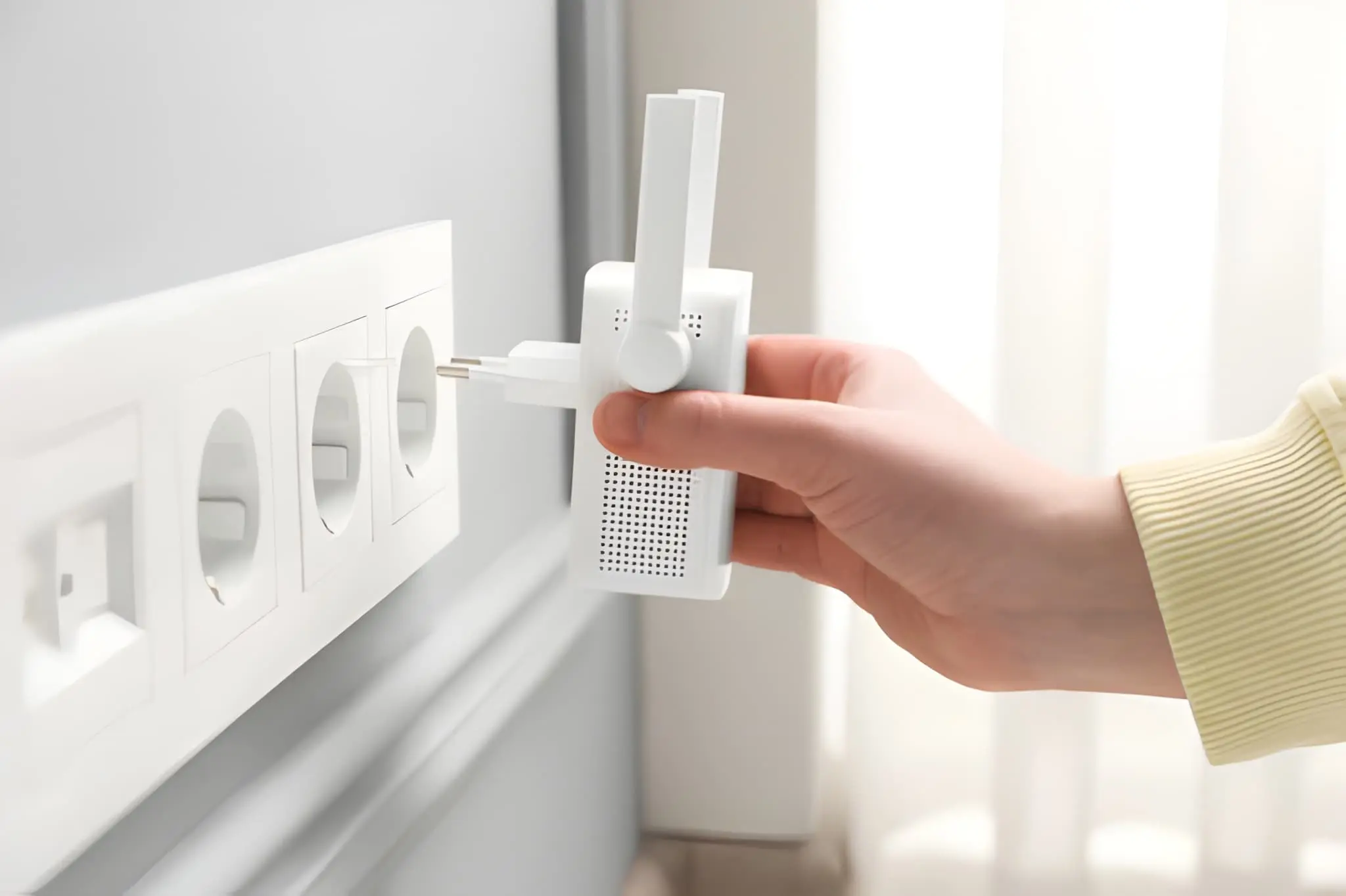 Wifi Extender installed to improve home Wi-Fi coverage and eliminate dead zones